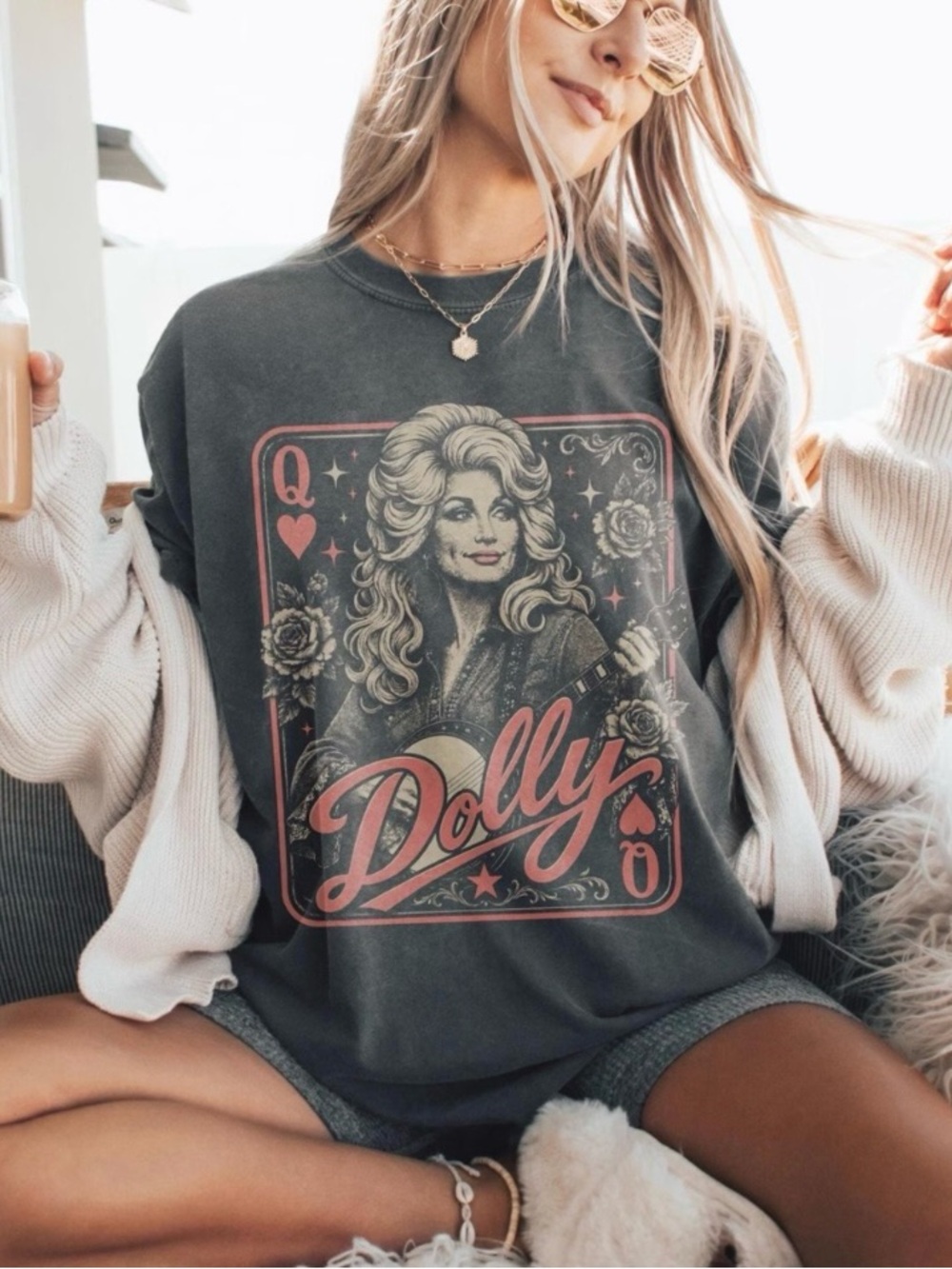 Cards Graphic Crewneck Sweatshirt - Charcoal